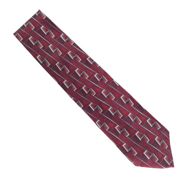 George Machado Other - ZYLOS George Machado Men Necktie 100% Silk Geometric Red Multi 59x4 - NWOT - USA